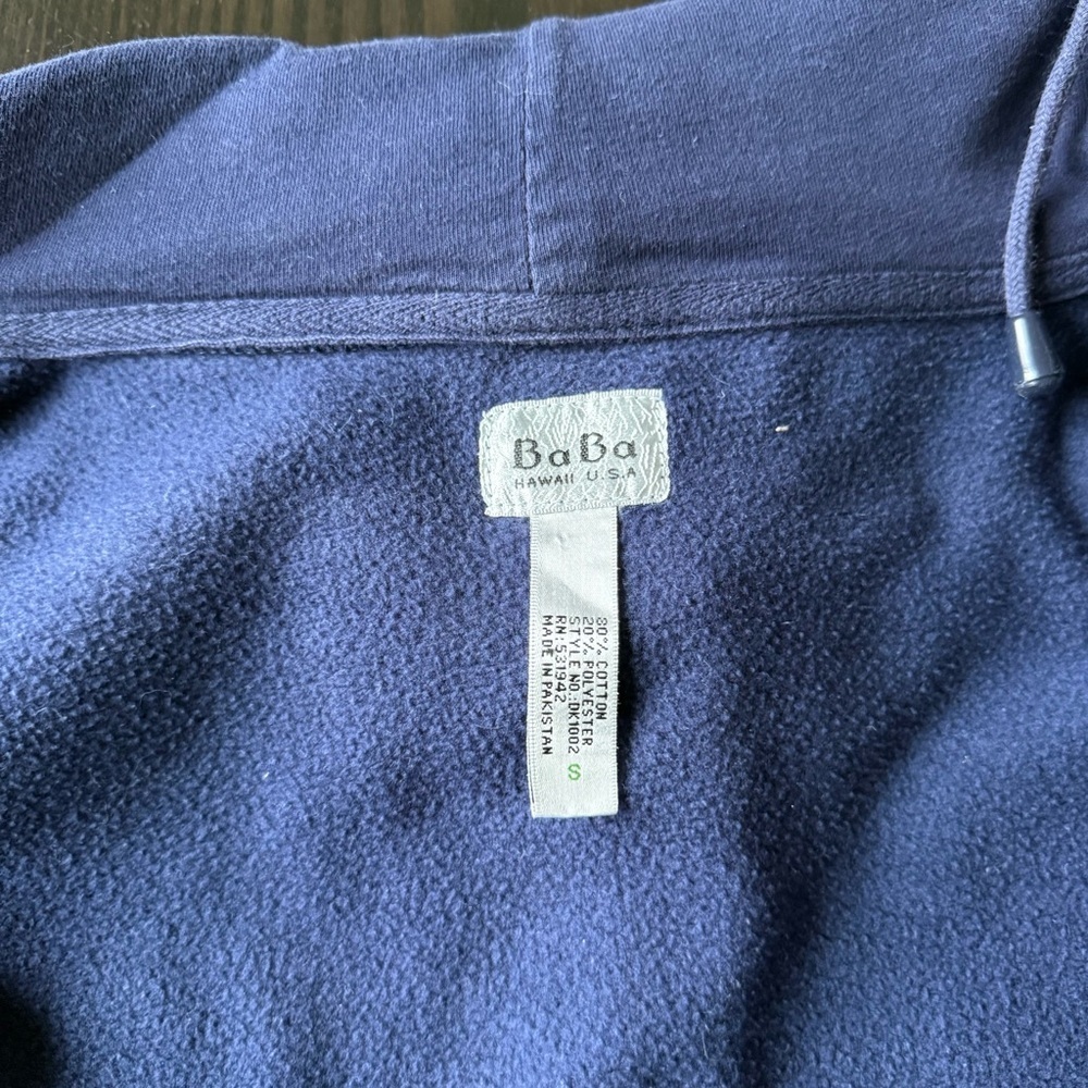 BaBa Maui Navy Blue Zip-Up Hoodie Size Small - Picture 8 of 8
